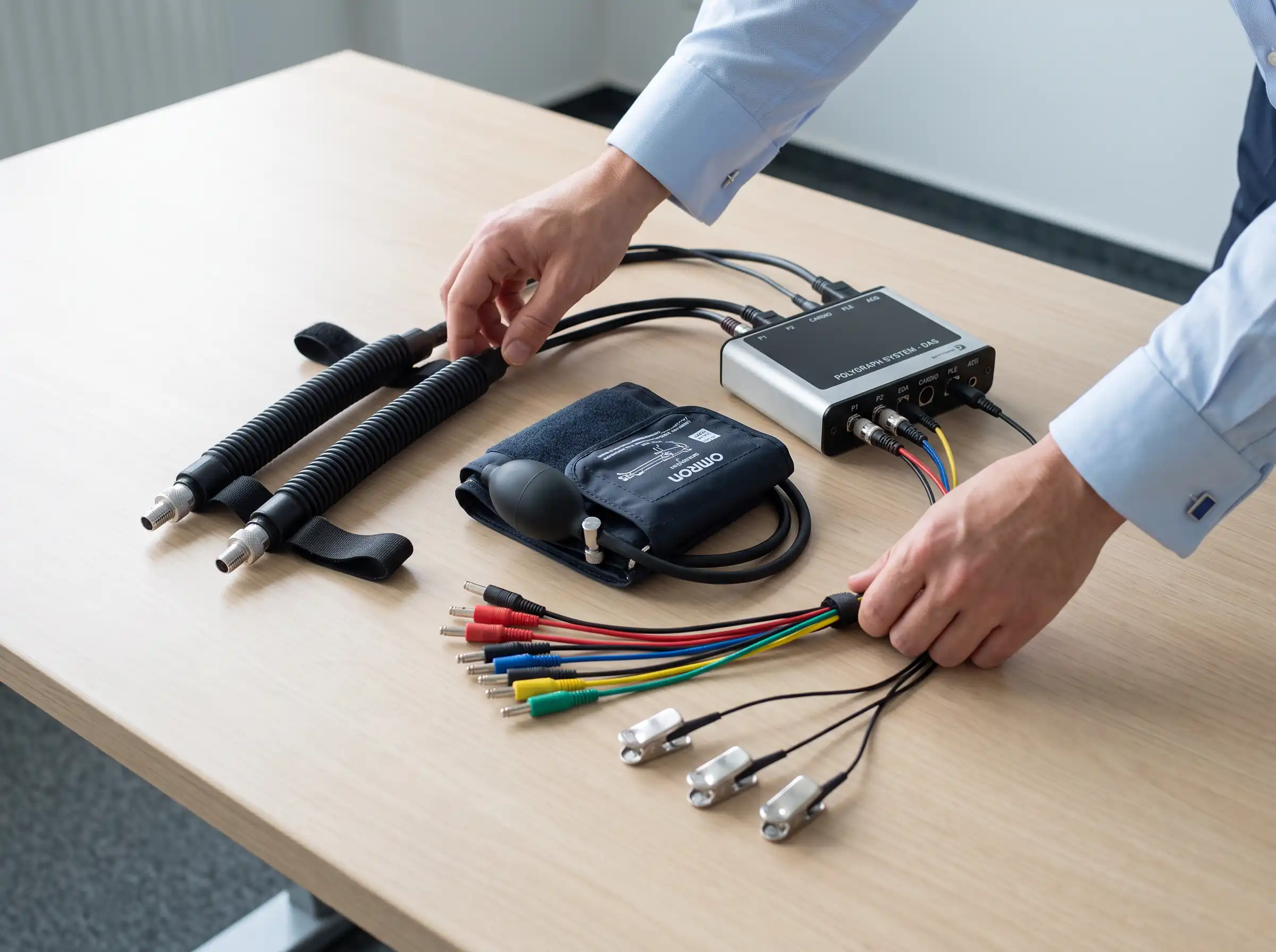 Professional polygraph examiner conducting a polygraph examination